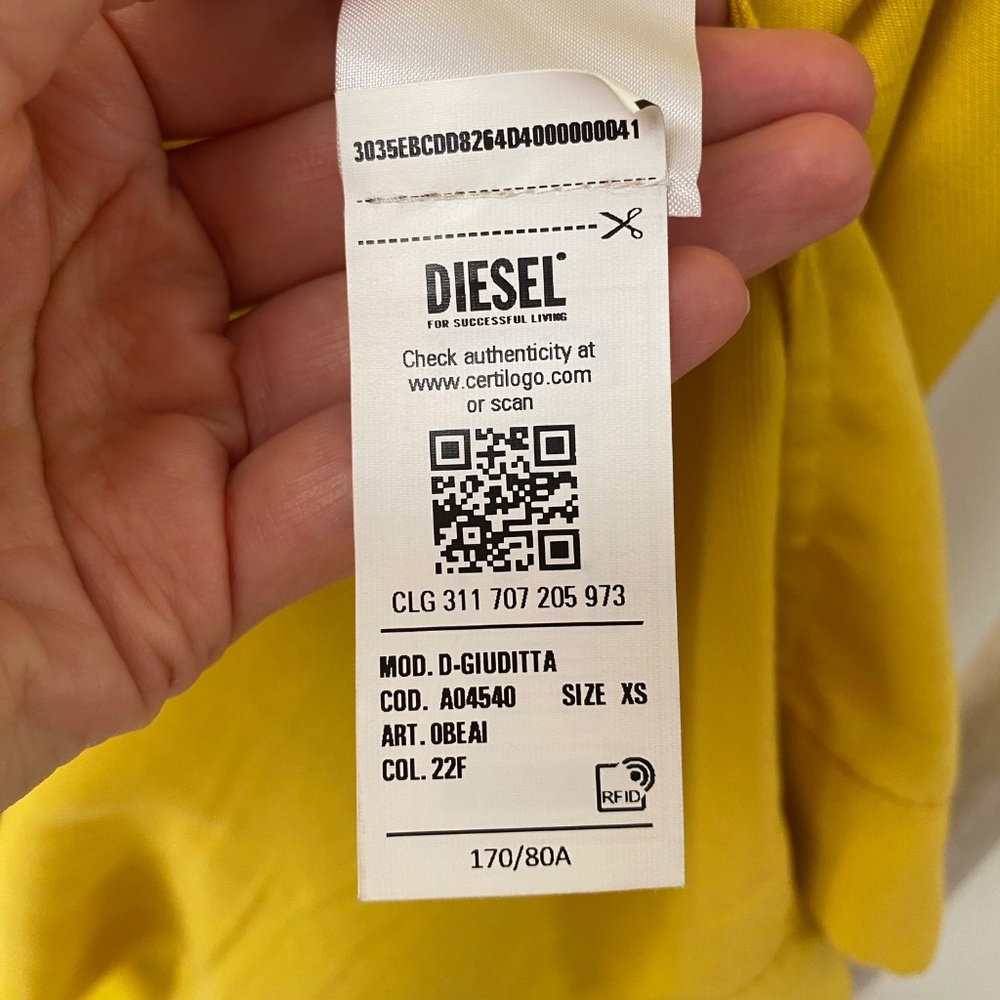 Diesel Mustard Sleeveless D-Giuditta Tie-Front Casual Rocker Dress Size XS Italy - Picture 14 of 16